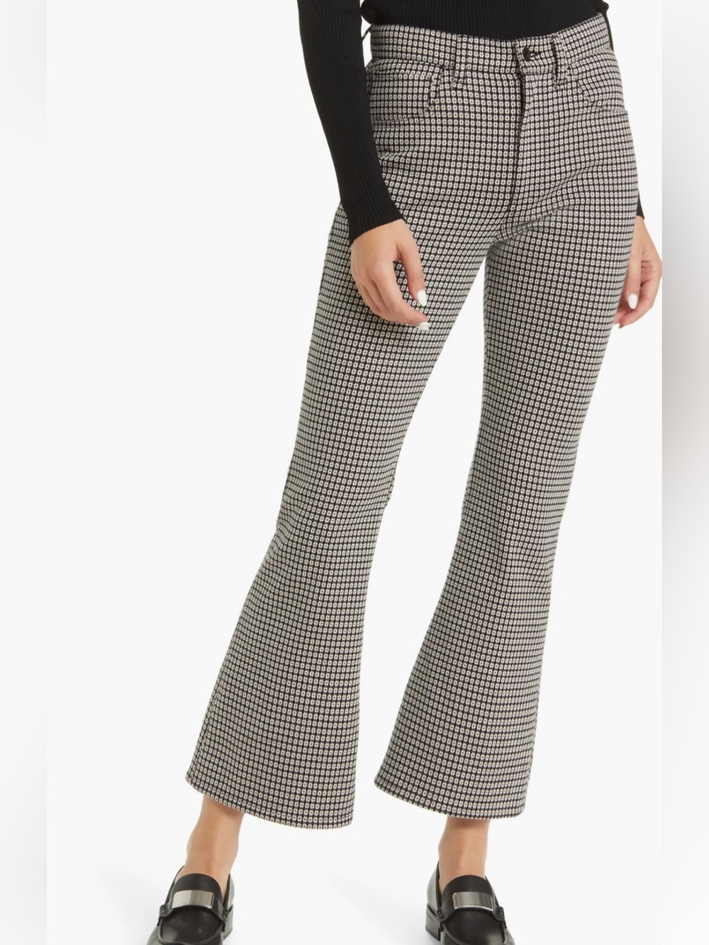 rag & bone New w Tags High-Rise Casey Geo Flare Pant Black, White & Brown Size 8